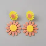 Acrylic Sunflower Dangle Stud Earrings