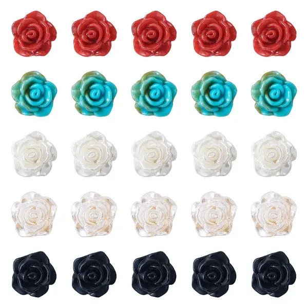 40Pcs 5 Colors 1-Hole Plastic Buttons