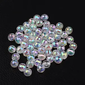 Faceted Eco-Friendly Transparent Acrylic Round Beads