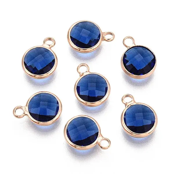 Golden Tone Brass Glass Charms