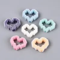 Flocking Opaque Acrylic Heart Beads