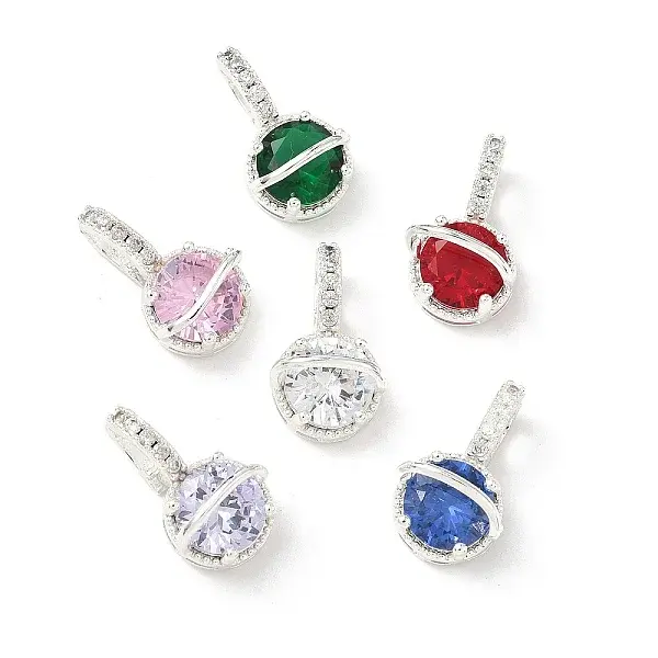 Brass Micro Pave Cubic Zirconia Pendants