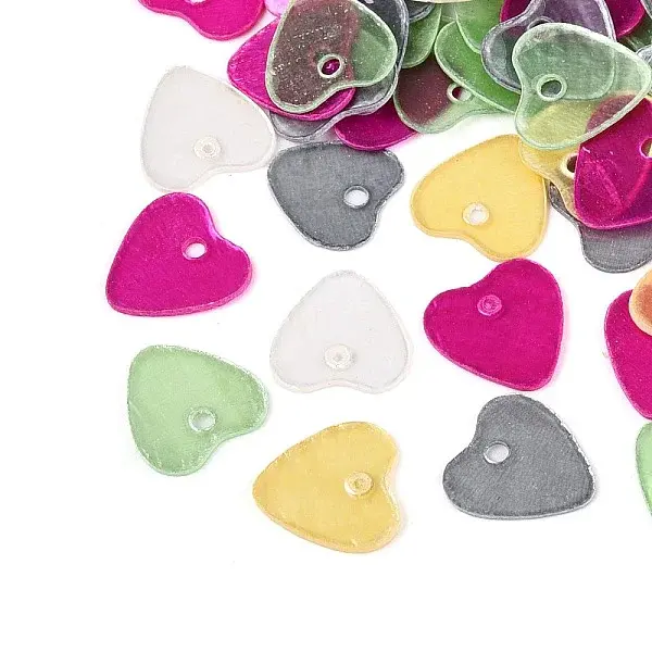 Spray Painted Natural Capiz Shell Heart Charms