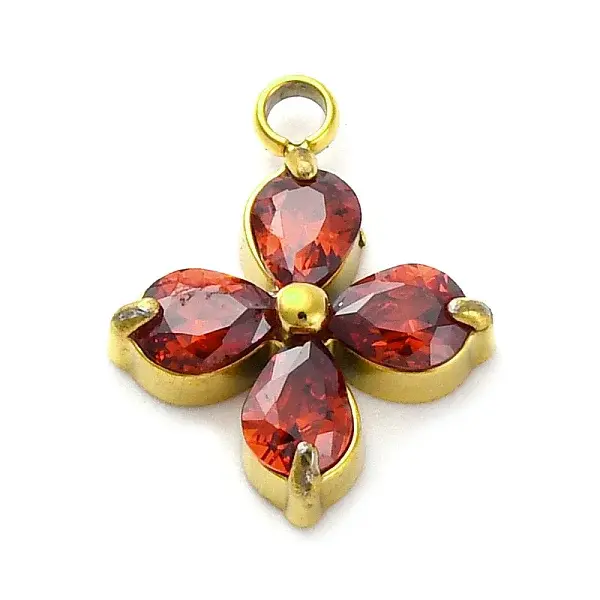 304 Stainless Steel Micro Pave Cubic Zirconia Pendants