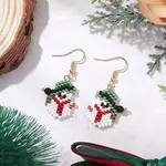 304 Stainless Steel Glass Christmas Theme Dangle Earrings