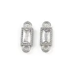 304 Stainless Steel Pave Clear Cubic Zirconia Rectangle Links Connector Charms