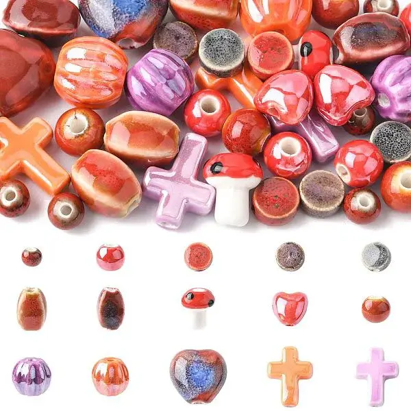 48Pcs Handmade Porcelain Beads