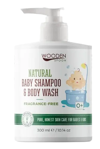 WOODENSPOON Dětský sprchový gel a šampon na vlasy 2v1 bez parfumace 300 ml