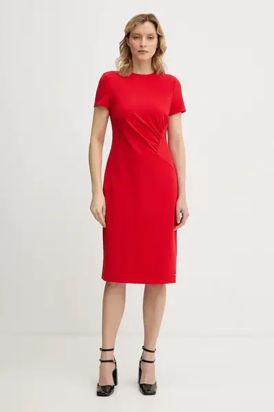 Šaty Calvin Klein červená barva, mini, přiléhavé, LV044E048G