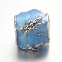 Barrel Large Hole Alloy Enamel European Beads