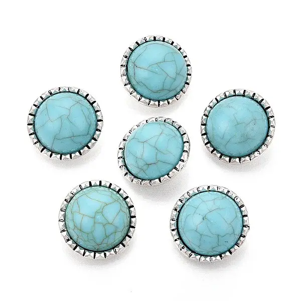 Zinc Metal Alloy & Natural Turquoise Buttons
