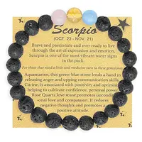 Round Natural Lava Rock Beaded Elastic Bracelets