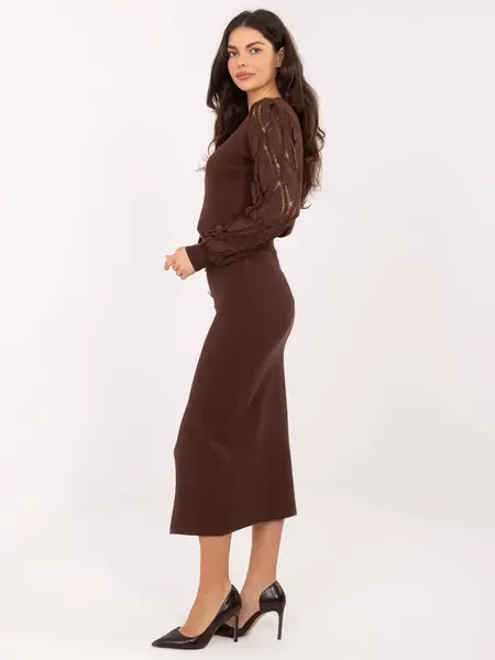 Hnědá midi sukně s knoflíčky