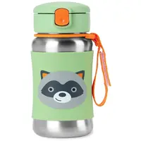 Skip Hop Spark Style Straw Bottle nerezová láhev na vodu s brčkem Racoon 12 m+ 350 ml