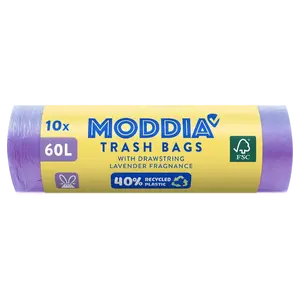 MODDIA Odpadkové pytle s vůní levandule a zatahovací páskou 10 x 60 l