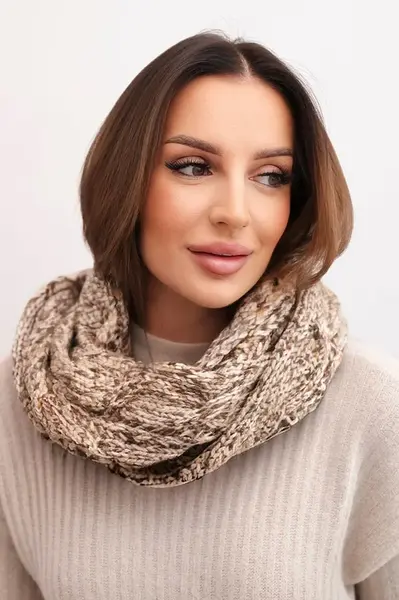 Dámská zimní šála KN24 tmavá béžová