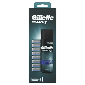 GILLETTE Mach3 náhradní hlavice 8ks + Mach3 Sensitive gel 200ml