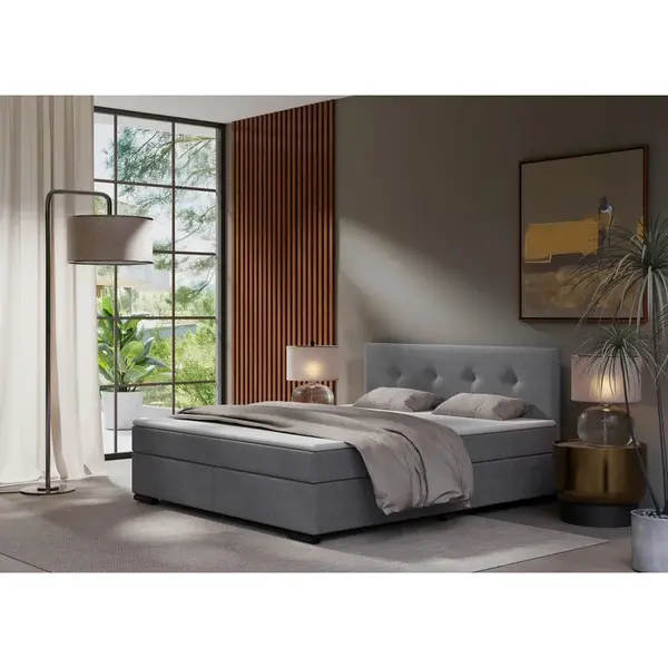 MID.YOU POSTEL BOXSPRING, 180/200 cm, světle šedá