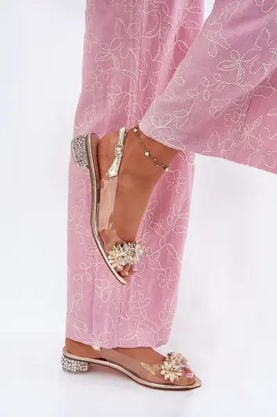 S. BARSKI Priehľadné Sandále Na Nízkom Opätku S Ozdobou D&A