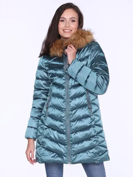 PERSO Woman's Women's winter casual jacket with nice eco fur on the hood