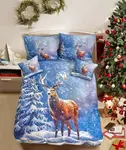 3D Bavlnené obliečky FROSTED DEER modré + obliečka na vankúšik 40x50 cm zdarma Rozmer obliečky: 70 x 90 cm | 140 x 200 cm