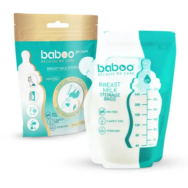 Baboo Breast Milk Storage Bags vrecúška na uchovanie materského mlieka 25x250 ml