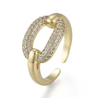 Brass Micro Pave Cubic Zirconia Cuff Rings