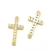 Latin Sideways Cross Brass Micro Pave Cubic Zirconia Links