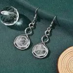 Hexagon Natural Quartz Crystal Dangle Earrings