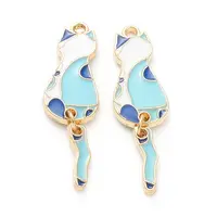 Cat Shape Alloy Enamel Pendants & Dangle Earring Making Kits
