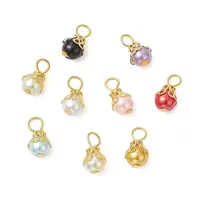 9Pcs 9 Colors Baking Painted Pearlized Glass Pearl Pendants