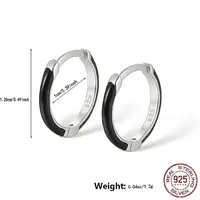Anti-Tarnish Rhodium Plated Platinum 925 Sterling Silver Enamel Hoop Earrings