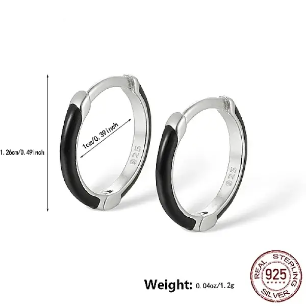 Anti-Tarnish Rhodium Plated Platinum 925 Sterling Silver Enamel Hoop Earrings