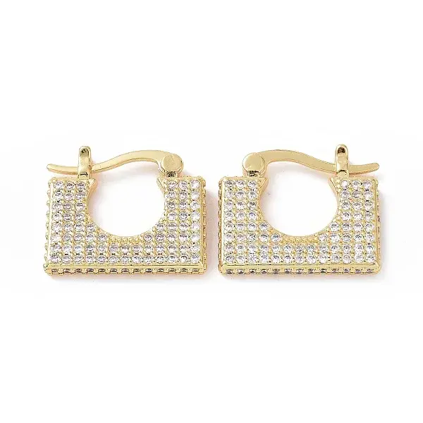 Cubic Zirconia Rectangle Hoop Earrings