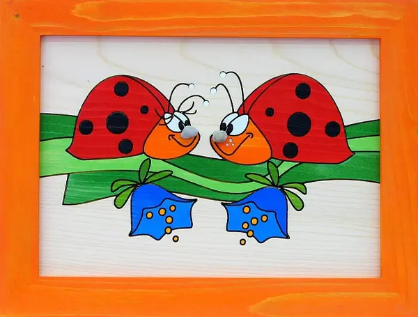 Obr 077 obrázek berušky oranžový - l - 340x505mm