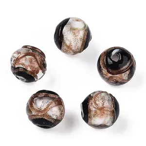 Handmade Gold Sand Lampwork Beads