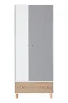 Šatní skříň dvoudvéřová rasmus - bílá/šedá/dub artisan