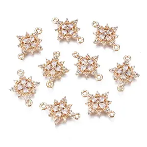 Brass Micro Pave Clear Cubic Zirconia Links Connectors