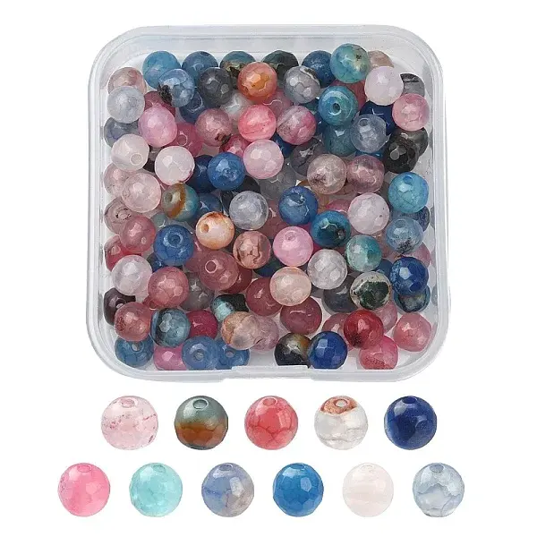 130Pcs Dyed Natural Multi-Color Agate Beads Strands