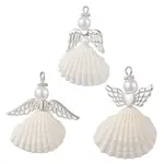3Pcs 3 Styles Natural Shell Angel Pendants