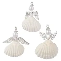 3Pcs 3 Styles Natural Shell Angel Pendants