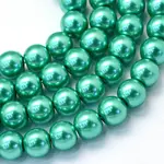Baking Paint Pearlized Glass Pearl Round Bead Strands