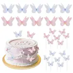 6 Sets 2 Colors Iron & Paper Butterfly Cake Toppers Decorations