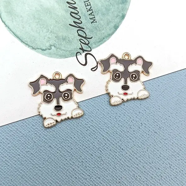 Alloy Enamel Puppy Pendants