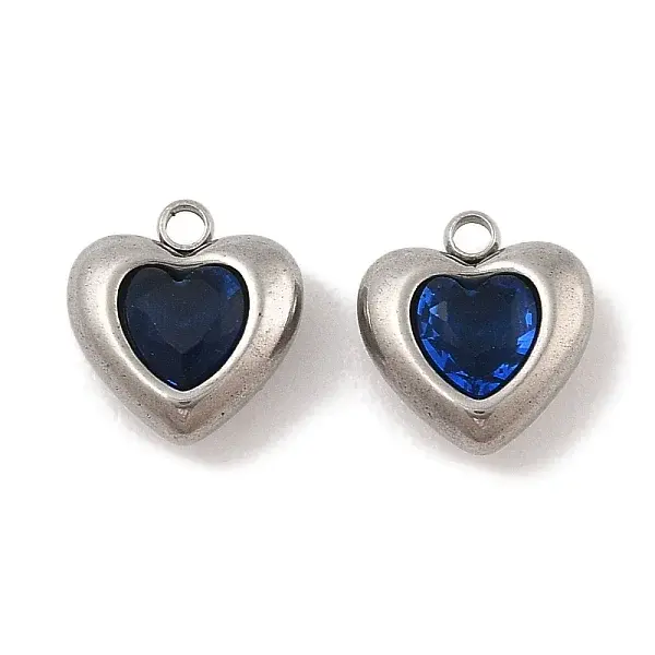 304 Stainless Steel Micro Pave Cubic Zirconia Charms