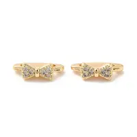 Brass Micro Pave Clear Cubic Zirconia Slide Charms