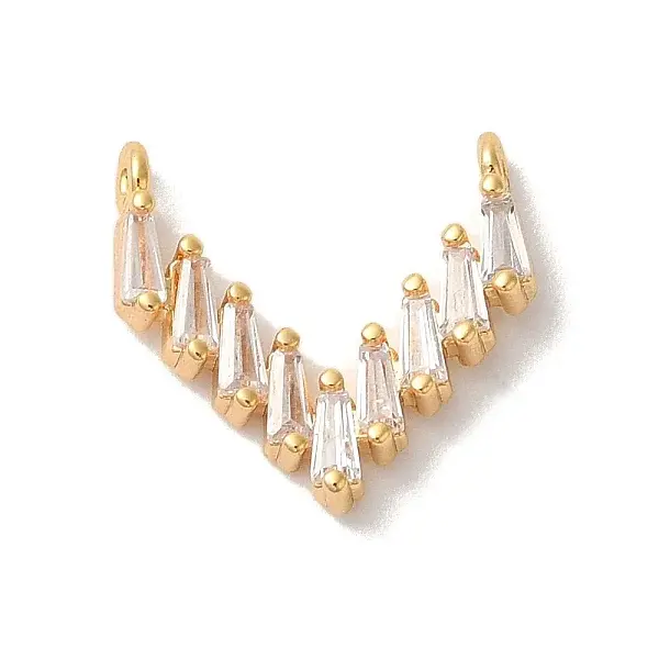 Brass Micro Pave Clear Cubic Zirconia Charms