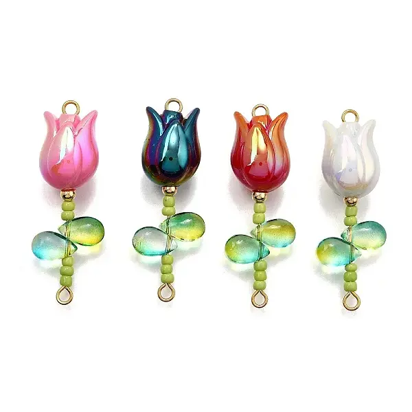 UV Plated Acrylic Flower Links Connector Charms