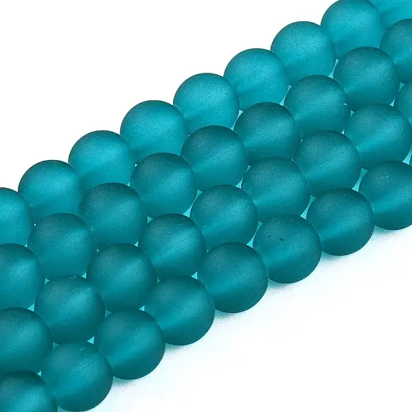 Frosted Transparent Glass Beads Strands