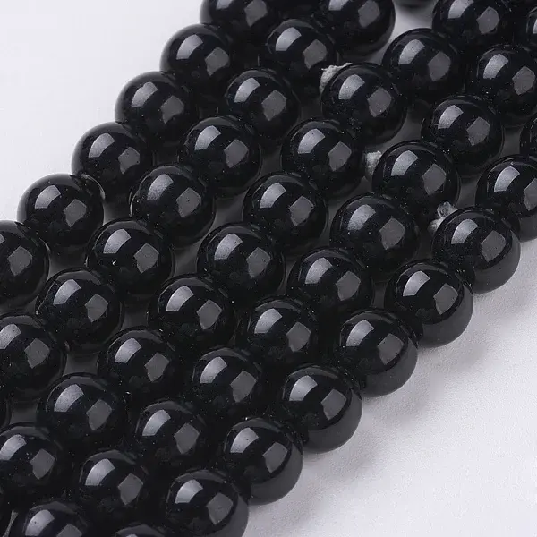 Synthetic Black Stone Beads Strands